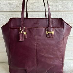 COACH Burgundy XL Park North South Laptop Avery Candace Maroon Tote